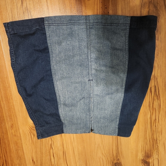 Free People Two-Tone Denim Mini Skirt in Navy and Light Wash - Picture 2 of 2